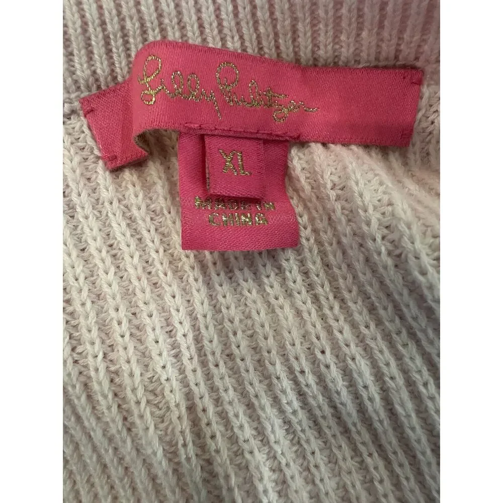 Lilly Pulitzer Carin Sweater Knit Pink Ombre Colorblock Eyelet Sleeves Size XL - Picture 10 of 13